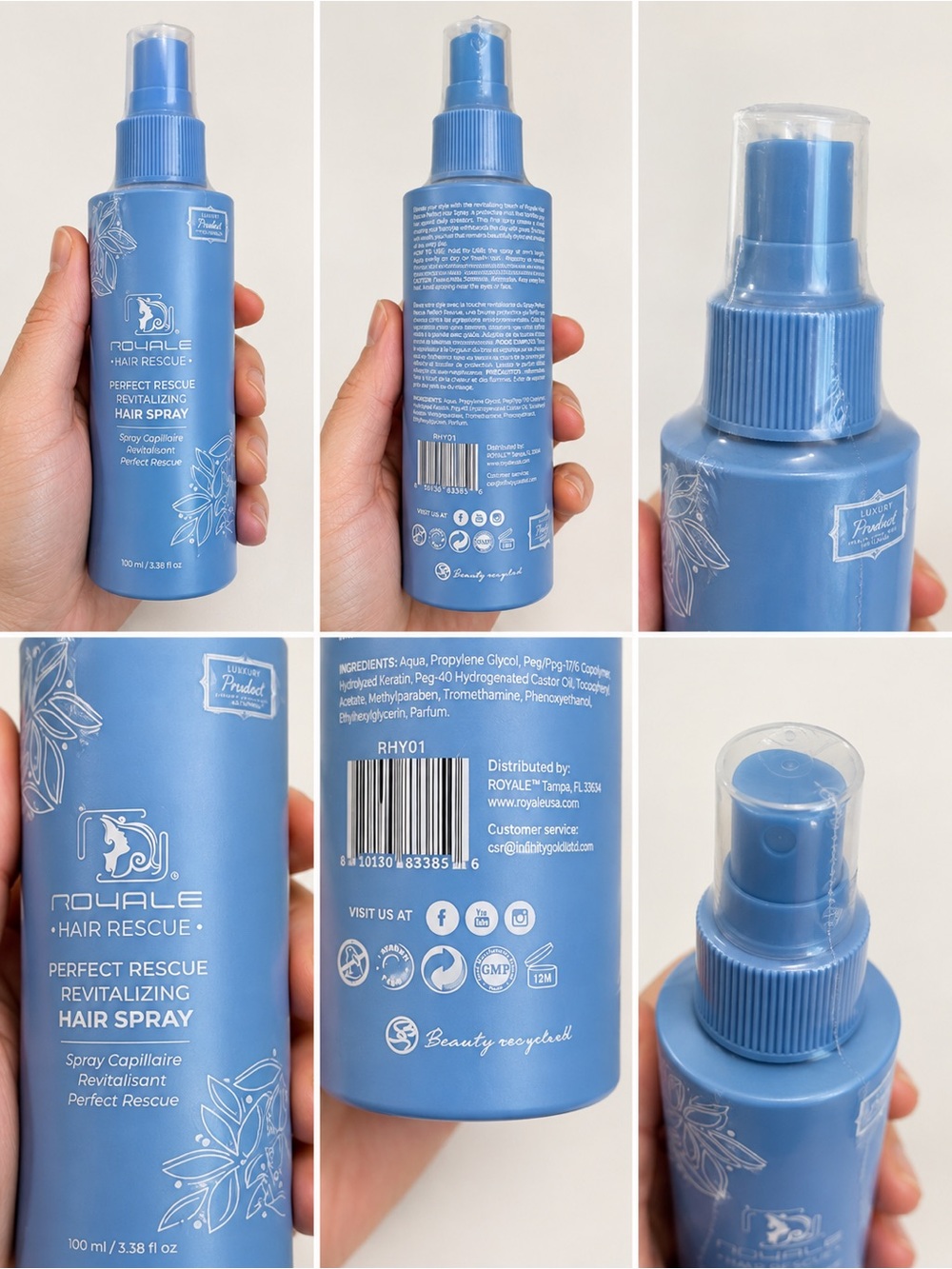 Royale Hair Rescue Perfect Rescue Revitalizing Hair Spray 3.38 oz NEW